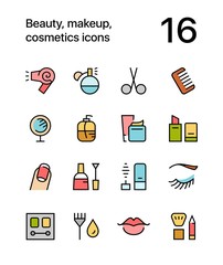 Colored Beauty, cosmetics, makeup icons for web and mobile design pack 1