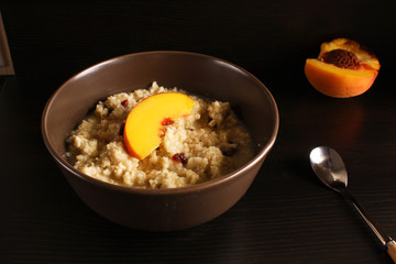 oatmeal porridge with peach fruit