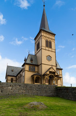 Fototapeta na wymiar Cathedral of Vagan kirke Lofotkatedralen