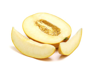 melon slices isolated on white