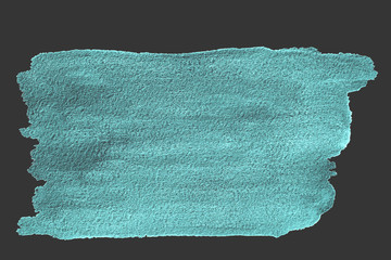 Abstract  turquoise stain on dark background.