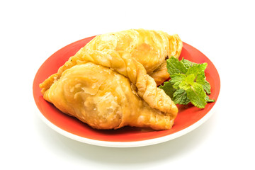 Curry Puffs in a red plate