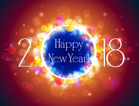 Happy New Year 2018 vector colorful background with well organized layers