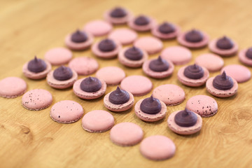 macarons on table at confectionery or bakery