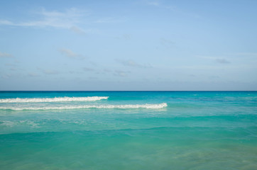 Praia de Cancun visto de cima, Caribe.