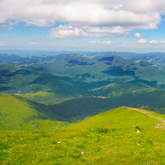 Mountain peaks of Carpathians and blue sky