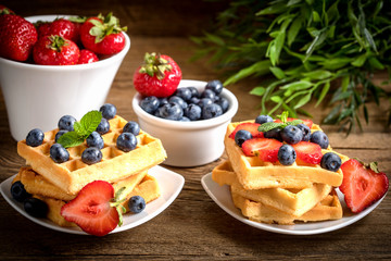 Waffles with berries.