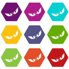 Love letter icon set color hexahedron