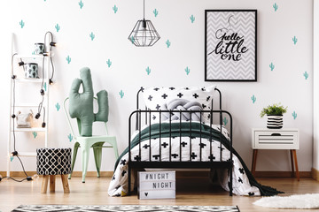 Kids bedroom with cute wallpaper © Photographee.eu