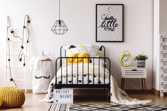 Kids Bedroom With Retro Clock