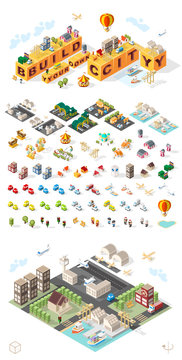 Build Your Own City . Set of Isolated Minimal City Vector Elements