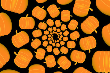 Ripe pumpkin on a black background - vector pattern, Ripe orange pumpkins - vector illustration,