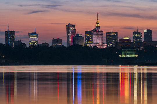 Fototapeta Sunset over Warsaw city