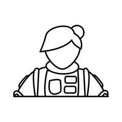 the portrait of astronaut woman in a spacesuit helmet exploring vector Illustration