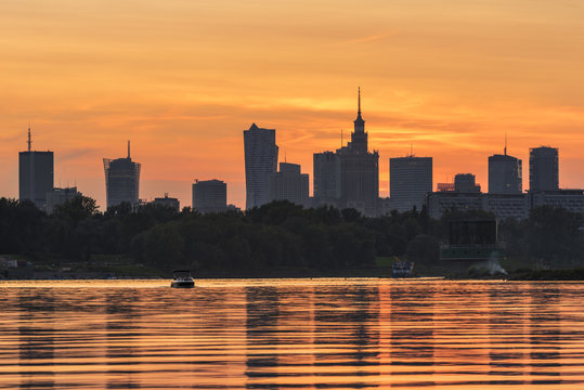 Fototapeta Sunset over Warsaw city