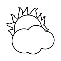 cloud with sun weather sky outline image vector illustration