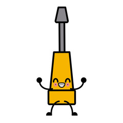 kawaii screwdriver tool equipment repair support icon vector illustration