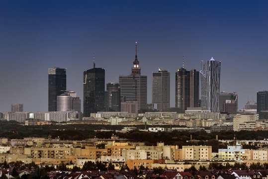 Warsaw city downtown panorama