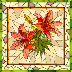 Vector illustration of flower red lilies.