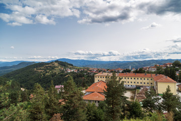 Fototapeta premium Panoramic view of village in Rhodope Mountains, Bulgaria