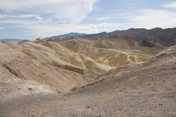 Beautiful petrified sand dunes of Zabriskie Point, Death Valley national park, California, USA.