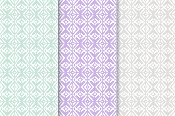 Geometric colored set of seamless patterns