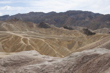 Beautiful petrified sand dunes of Zabriskie Point, Death Valley national park, California, USA.