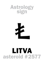 Astrology Alphabet: LITVA, asteroid #2577. Hieroglyphics character sign (single symbol).
