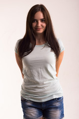 Portrait of a girl in a white T-shirt