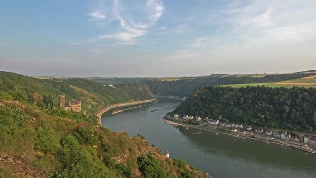 Castle Katz and Loreley at the river Rhine