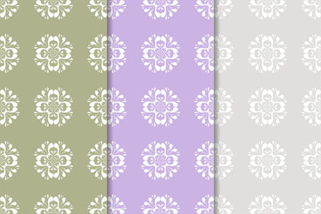 Set of floral ornaments. Vertical seamless patterns