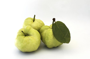 Fresh guava fruits on white background