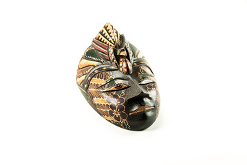 Fototapeta premium mask, indonesian, indonesia, batik, background, white, wooden, art, culture, bali, balinese, isolated, wood, javanese, face, dance, java, design, decoration, decorative, colorful, asia, traditional, w