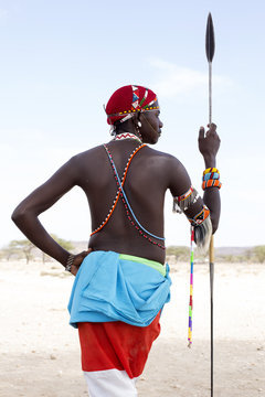 Samburu tribesman in traditional costume. Kenya, Africa.