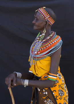 Portrait of senior woman from Samburu tribe. Kenya, Africa.