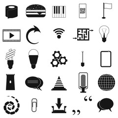 Different things hamburger gadgets set Vector black icon on white