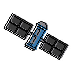 space satellite technology communication orbit on a white background vector illustration