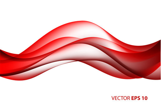 Abstract red wave on white background vector illustration.