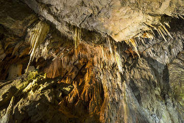 Inside of a beautiful colourful cave