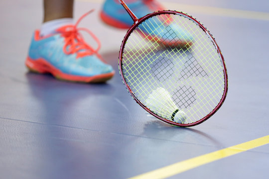 Badminton racket with shuttlecock