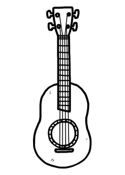 guitar / cartoon vector and illustration, black and white, hand drawn, sketch style, isolated on white background.
