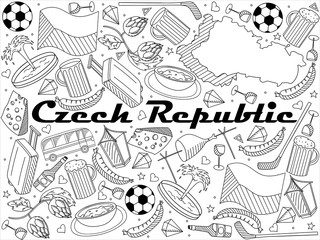 Czech Republic line art design vector illustration
