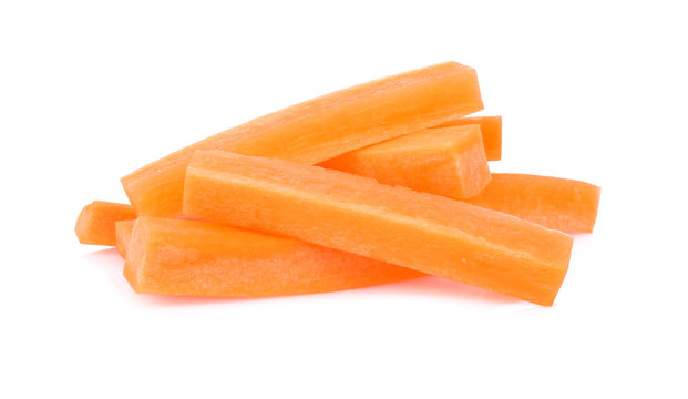 Carrot sticks, Julienne style isolated on white background