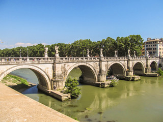 Obraz premium Ponte Sant'Angelo - the bridge that leads to Sant'Angelo Castle (Rome, Italy)