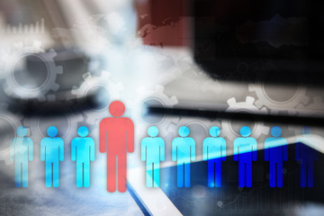 Human resource management, HR, recruitment, leadership and teambuilding. Business and technology concept.