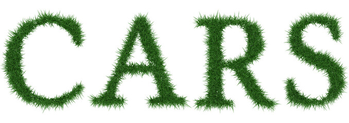 Cars - 3D rendering fresh Grass letters isolated on whhite background.