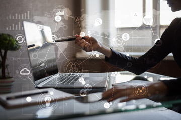 Template for text, Virtual screen Background with icons. Business, internet technology and networking concept.