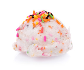 Ice cream scoops on white background