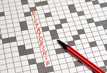 Dictatorship. Text in crossword. Red letters