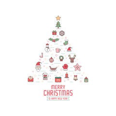 Fototapeta na wymiar Christmas greeting card, invitation or background. Christmas elements modern design.